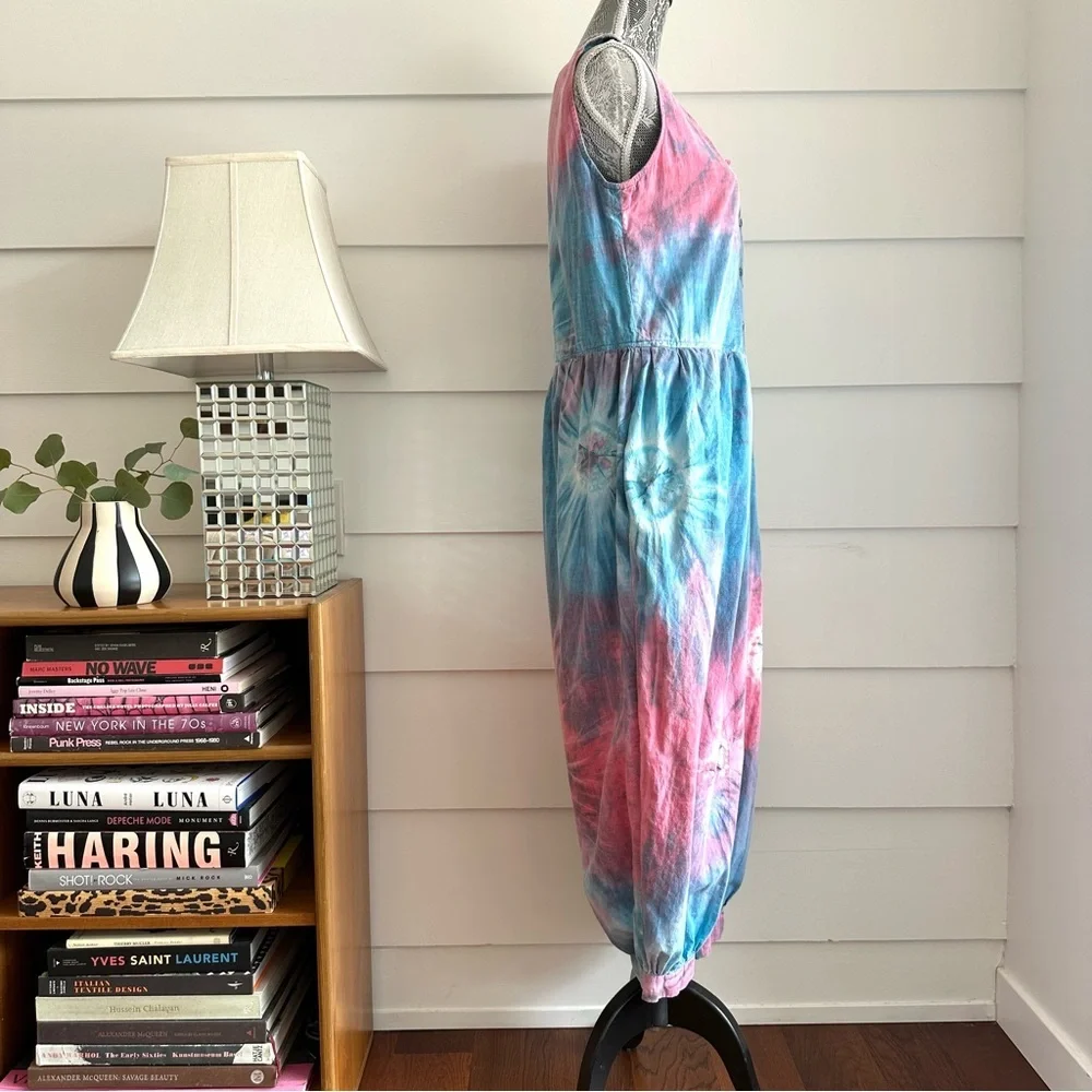 Vintage Cotton Tie Dye Jumpsuit Boho Festival Summer Bohemian - Picture 4 of 8